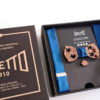 papillon gemelli legno puzzle bretelel blu spilla confezione regalo gigetto