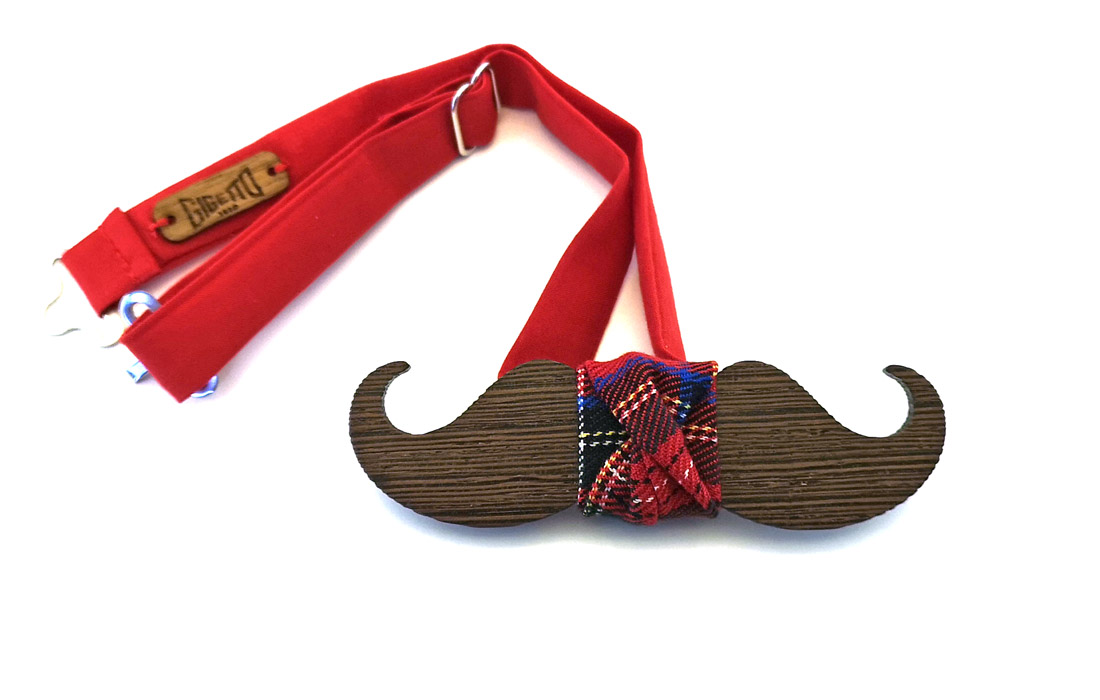 papillon legno baffo wenge scozzese gigetto