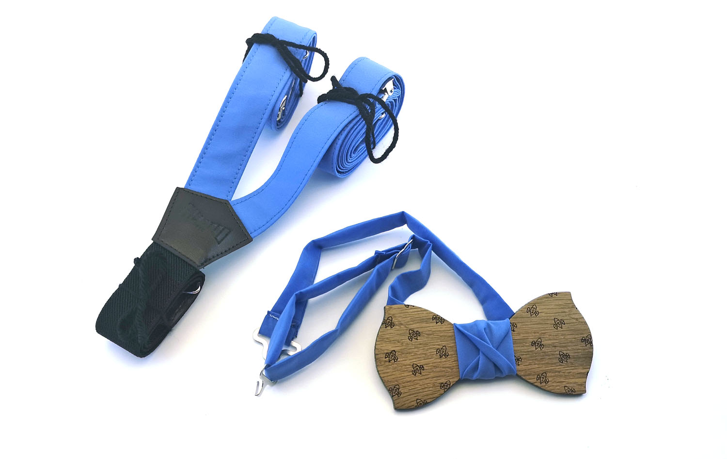 papillon legno bretelle blu celeste personalizzate gigetto