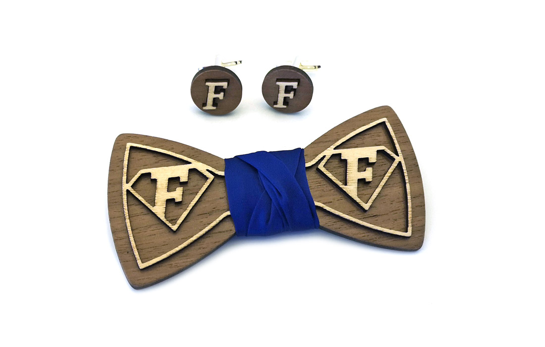 papillon legno superman lettere iniziali doppio strato gemelli gemelli