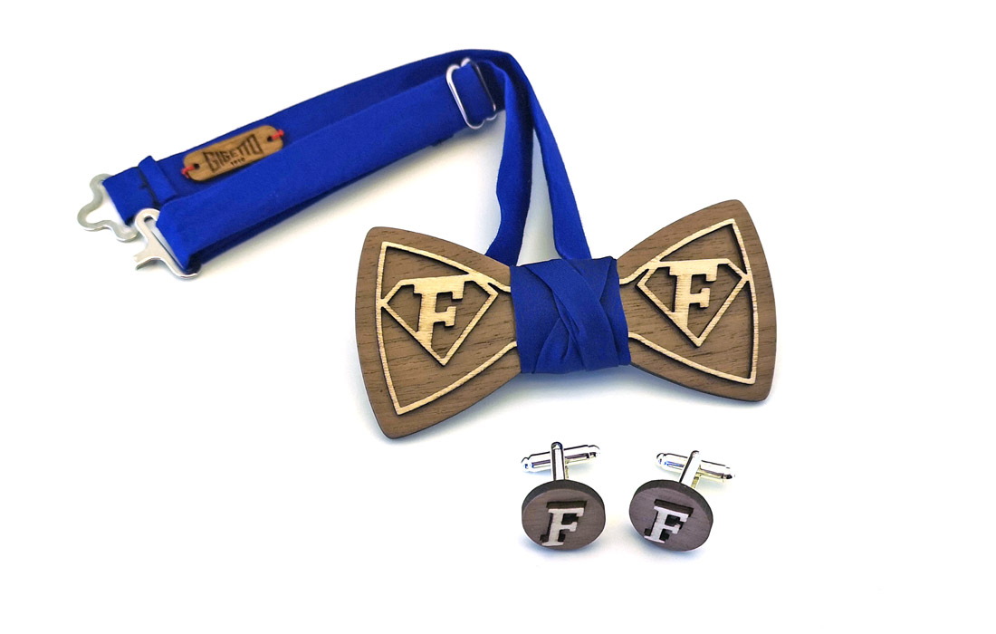 papillon legno superman lettere iniziali doppio strato gemelli gemelli