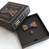 papillon spilla legno pois confezione regalo blu rosa