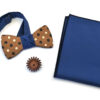 papillon spilla legno pois fazzoletto taschino blu rosa