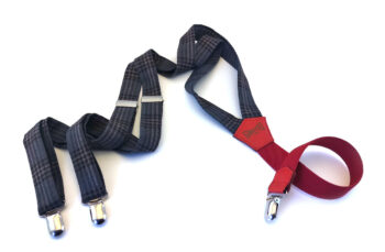 bretelle lana scacchi blu grigio elastico rosso gigetto