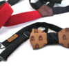 bretelle nere rosso artigianali papillon legno robot