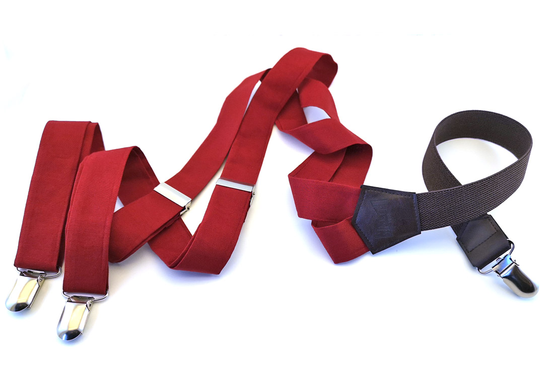bretelle rosse marrone stoffa elastico cotone gigetto