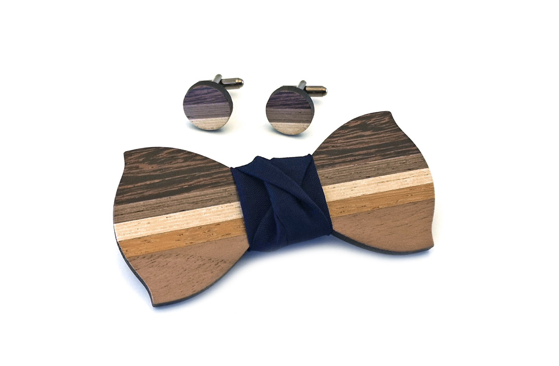 papillon gemelli legno listelli dandy blu notte gigetto