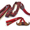 papillon legno baffo bretelle scozzese rosso tartan gigetto