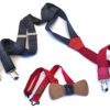 papillon legno bretelle lana scacchi blu grigio elastico rosso gigetto