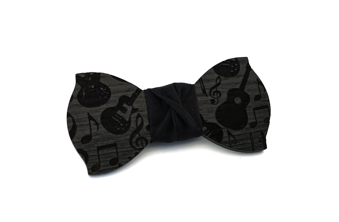papillon legno nero chitarra note musicali gigetto