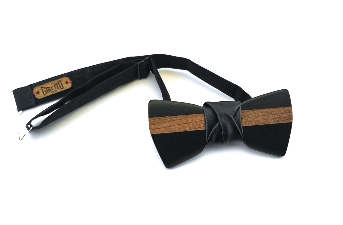 papillon legno nero ecopelle riga ciliegio gigetto