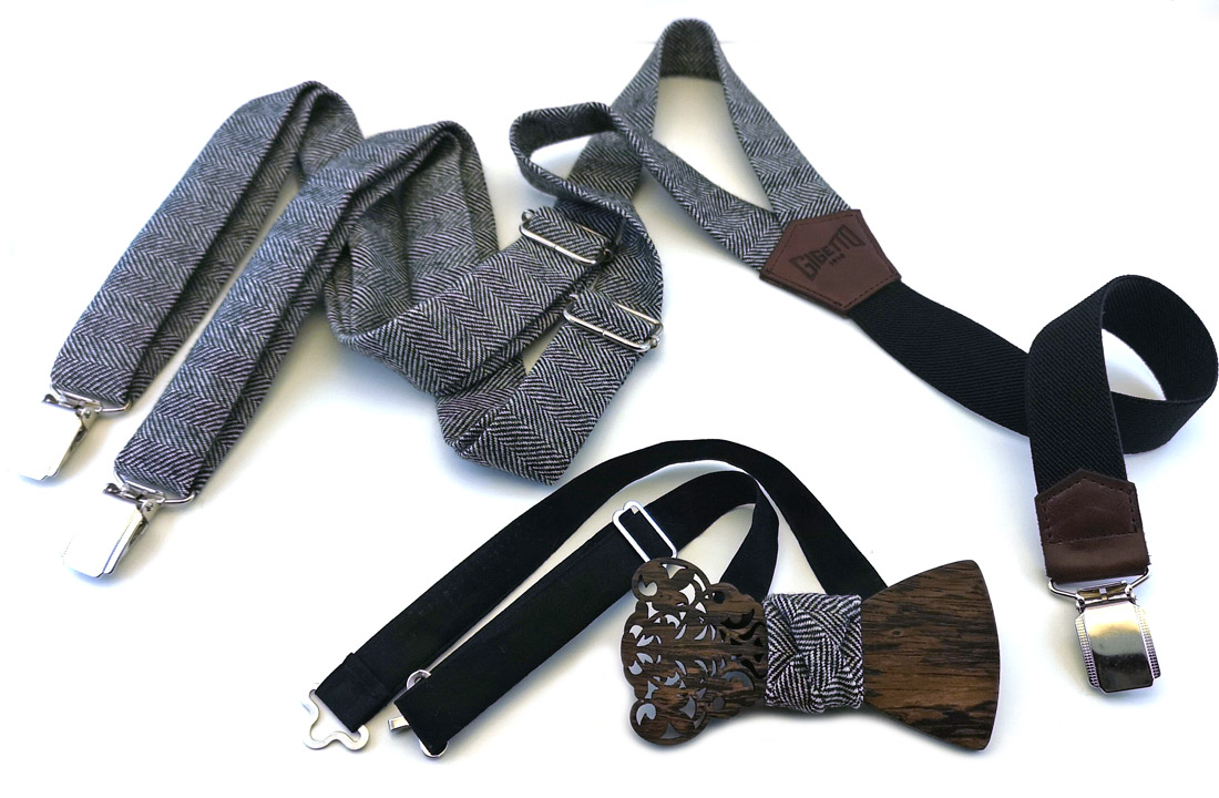 papillon legno wenge barocco traforato bretelle spina grigio nero gigetto