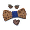 farfallino legno papillon uomo mogano blu cuori gemelli spilla gigetto