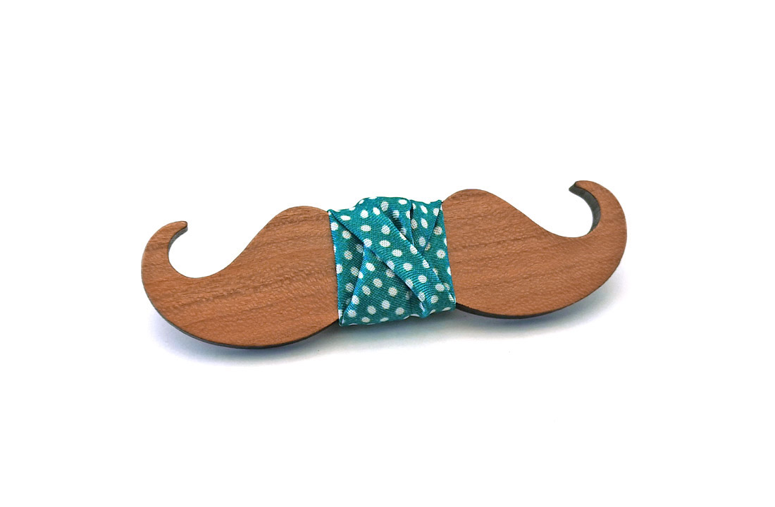 gigetto1910 papillon baffo legno ciliegio verde acqua tiffany pois