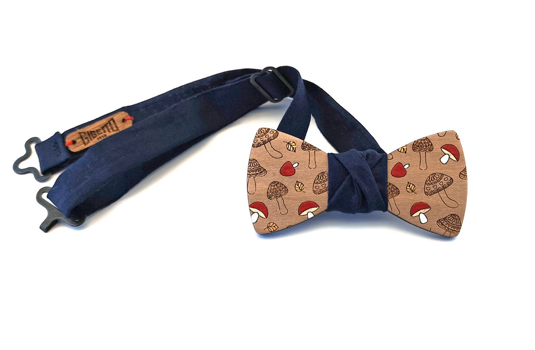 gigetto1910 papillon legno funghi dipinto a mano blu gigetto1910 papillon legno funghi dipinto a mano blu