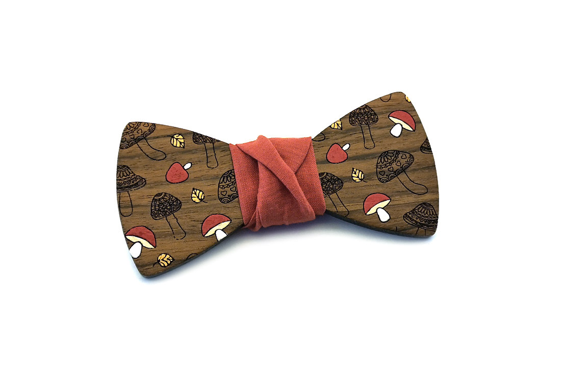 gigetto1910 papillon legno funghi dipinto a mano rosso