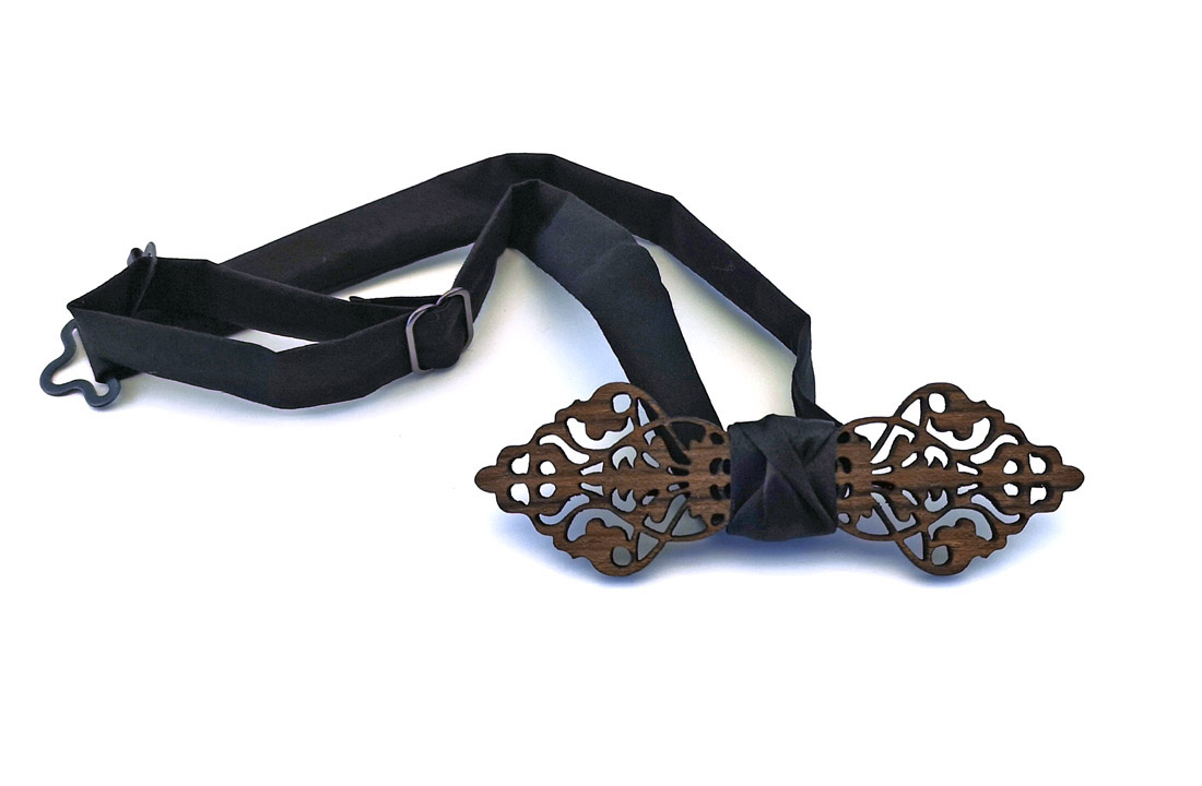 papillon barocco traforato legno blu gigetto elegante uomo