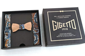 papillon bretelle paisley fantasia ciliegio legno uomo gigetto