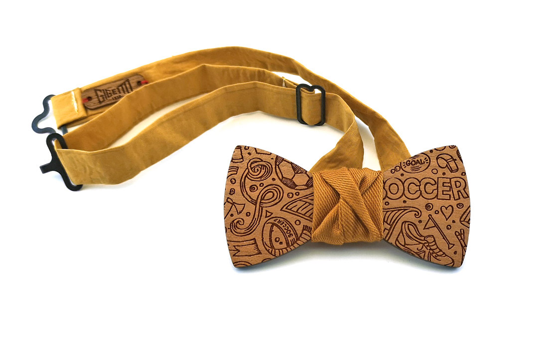 papillon legno calcio soccer senape gigetto1910 papillon legno calcio soccer senape gigetto1910