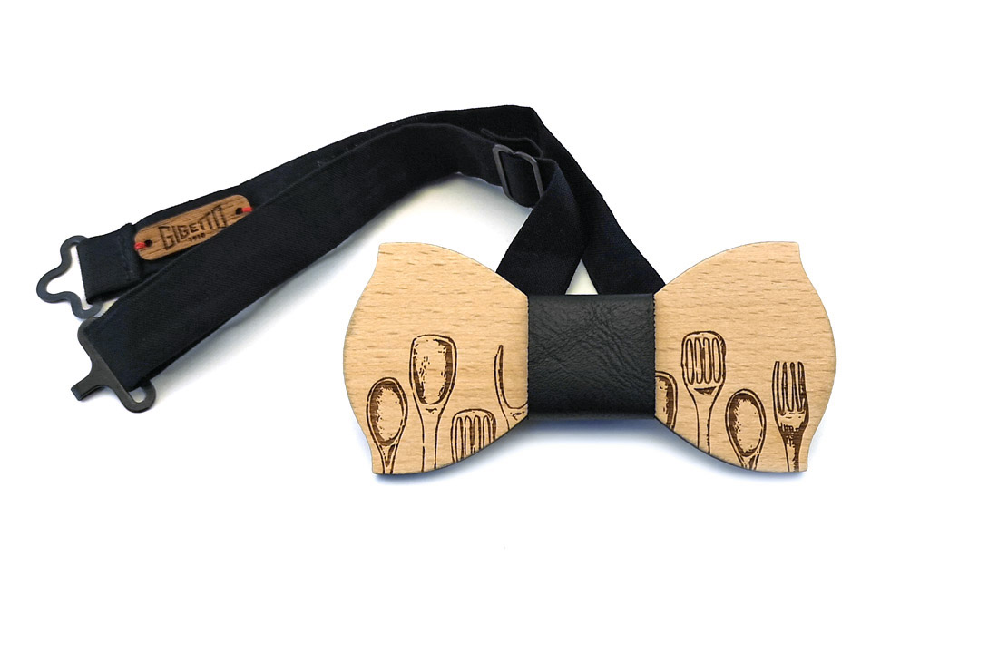 papillon legno cuoco pelle nero gigetto1910 (2)