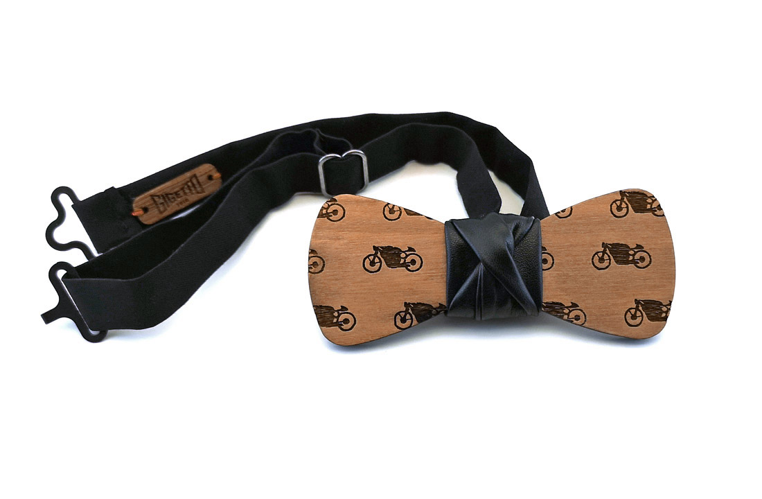 papillon legno mogano motociclette pelle nero gigetto1910