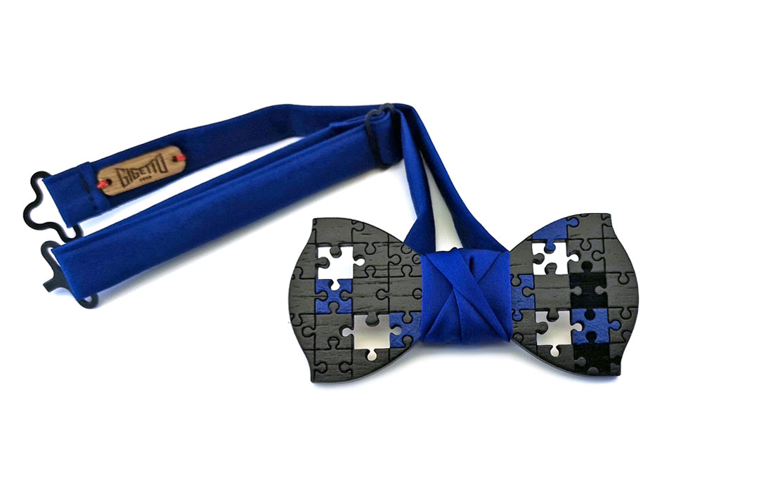 papillon puzzle legno nero blu raso made in italy gigetto