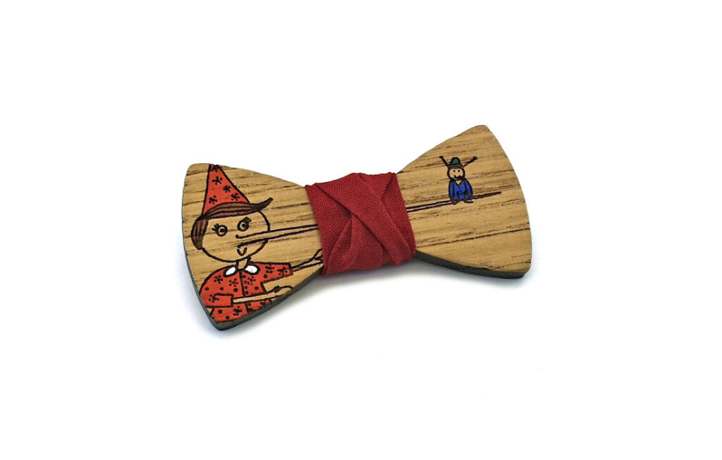 papillon legno bambino pinocchio rosso blu cotone dipinto a mano gigetto1910
