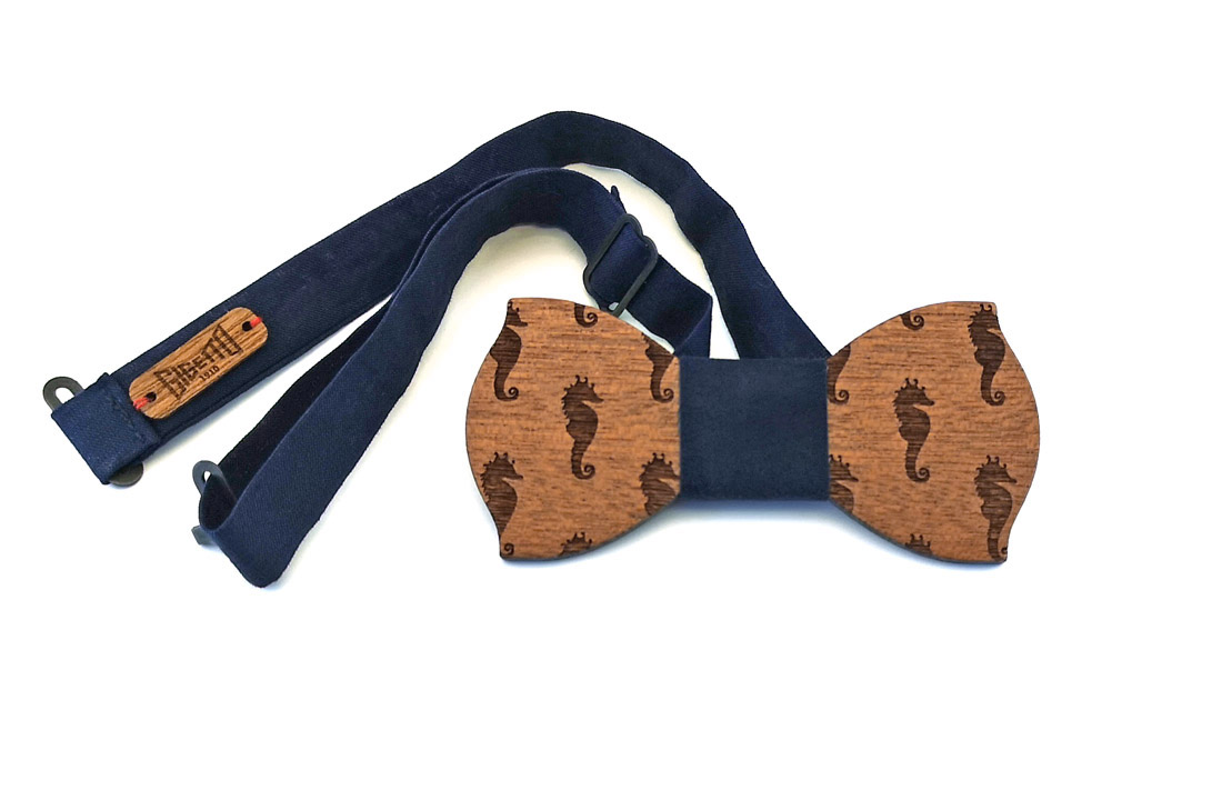 papillon legno cavalluccio marino blu gigetto (2)