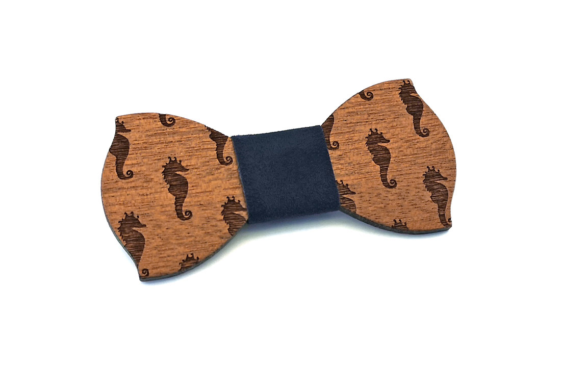 papillon legno cavalluccio marino blu gigetto