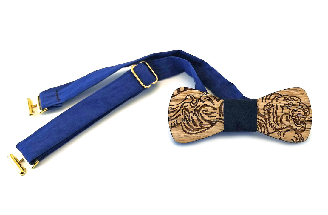 papillon legno tigre blu gigetto
