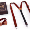 bretelle uomo inserti legno lino rosso papillon legno dandy gigetto