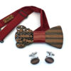 papillon legno rosso essenze varie wenge mogano barocco traforato regalo uomo elegante gemelli