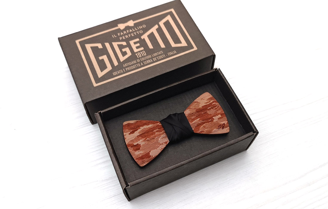 papillon legno mimetico camouflage ciliegio stoffa intercambiabile gigetto1910