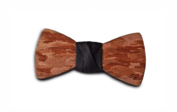 Papillon legno di ciliegio, mimetico, camouflage, nodo intercambiabile