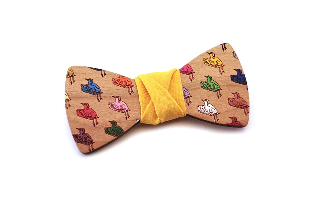 papillon legno adulto bambino colorato simpatico creativo aironi uccelli Gigetto1910 fatto a mano