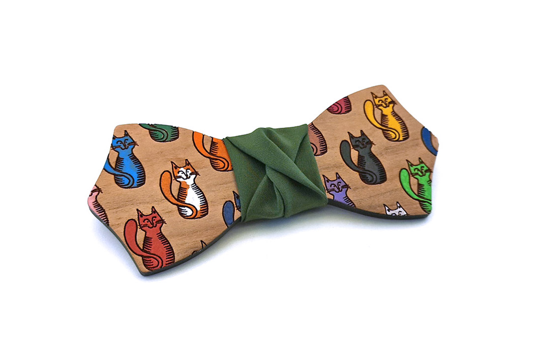 papillon legno gatti colorati Gigetto1910