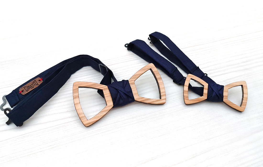 papillon legno adulto bambino bucato frassino blu gigetto1910