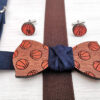 papillon legno palloni basket bretelle blu dipinto a mano gigetto1910