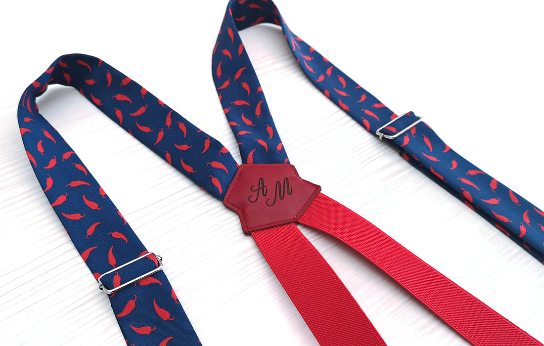 bretella peperoncini blu rosso made in italy gigetto1910