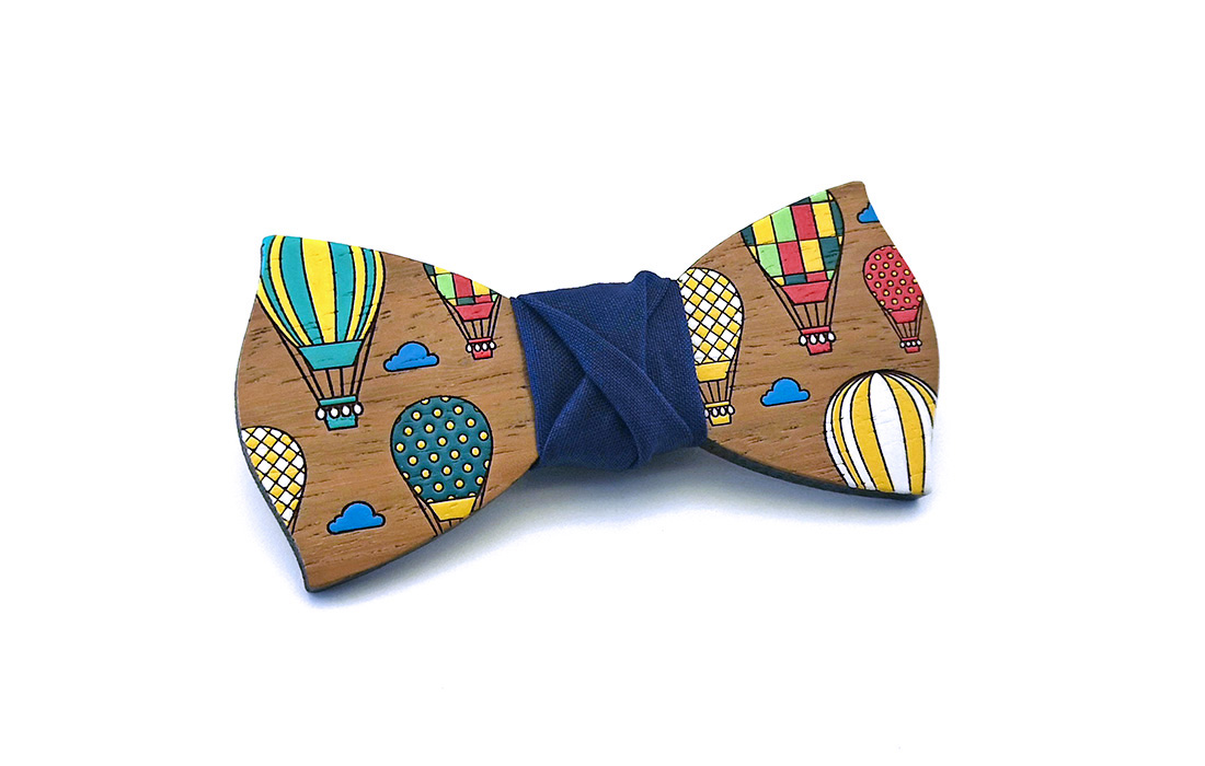 papillon legno mongolfiere dipinto a mano Gigetto1910
