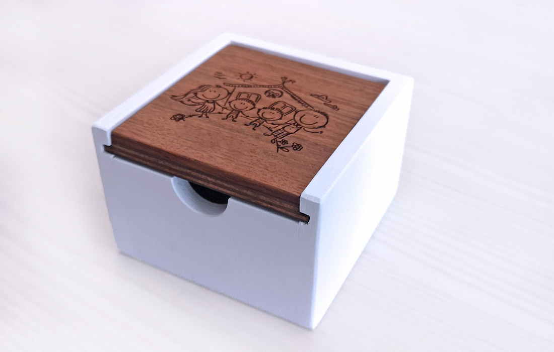 Scatola porta fedi in legno, quadrata, personalizzabile - GIGETTO